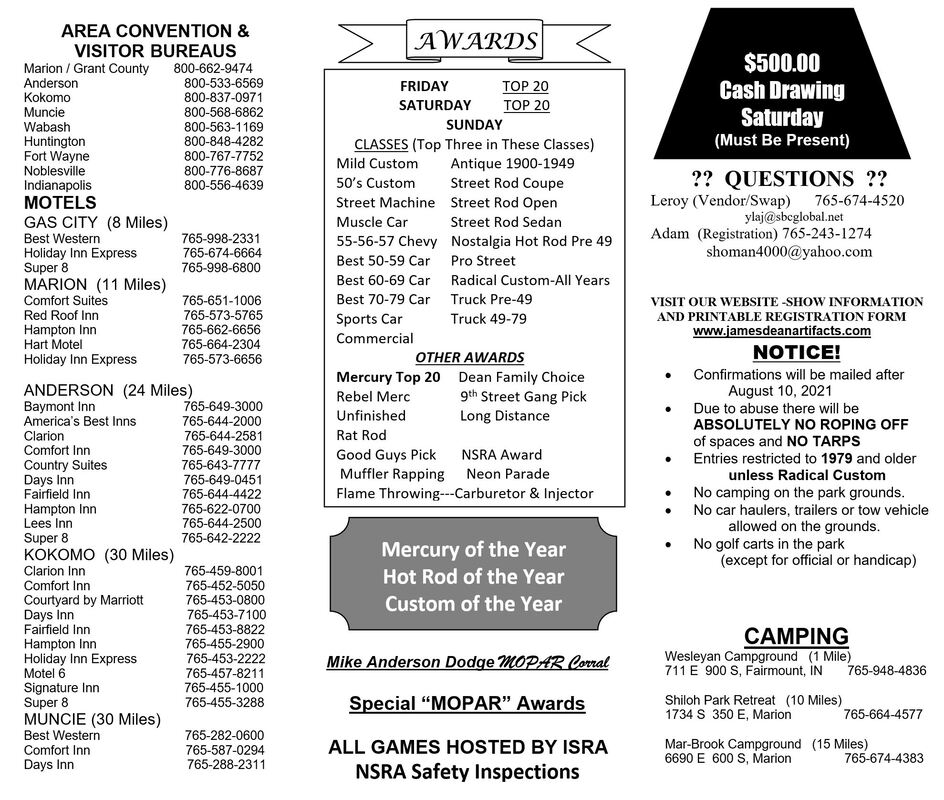 James Dean Run printable event flyer back with sponsor blocks