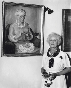 Archive photograph of painter Olive Rush for museum display